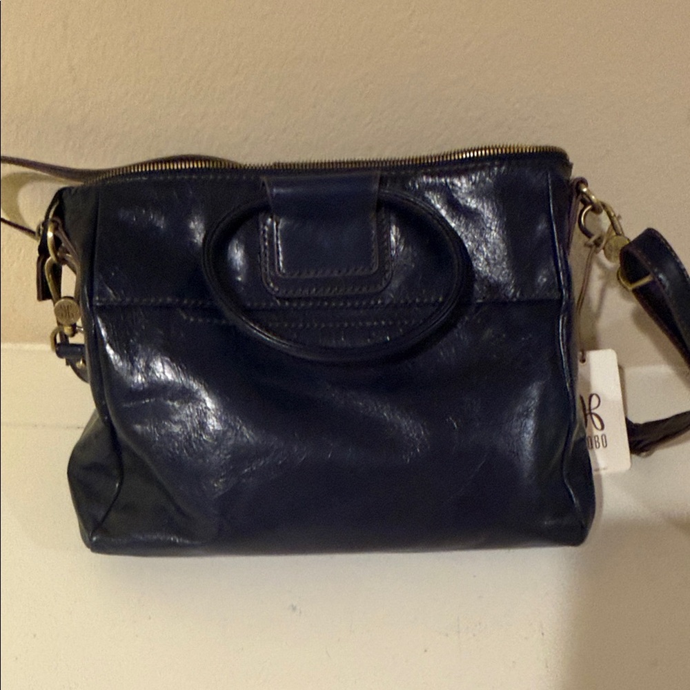 HOBO Leather Crossbody Satchel - Navy